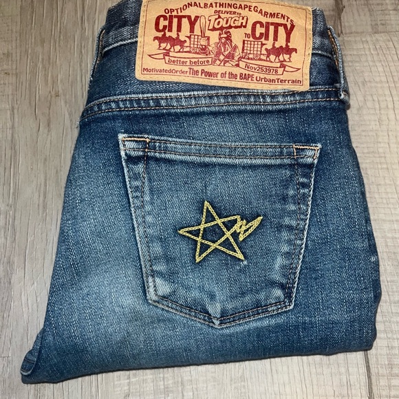 Host pick 💋 Rare! Vintage authentic Japan Bape Jeans A Bathing Ape women’s XS 2 - Picture 2 of 9